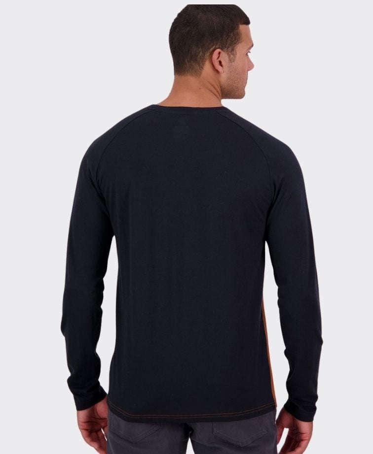Swanndri Carlton L/S Merino Tee - Dk Olive/Black