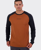 Swanndri Carlton L/S Merino Tee - Rust/Black