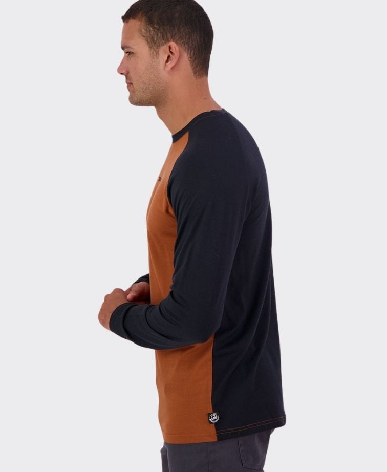 Swanndri Carlton L/S Merino Tee - Rust/Black