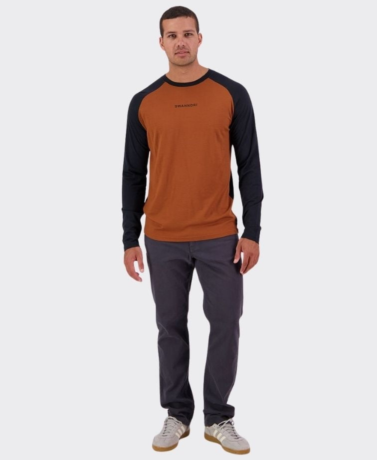Swanndri Carlton L/S Merino Tee - Rust/Black