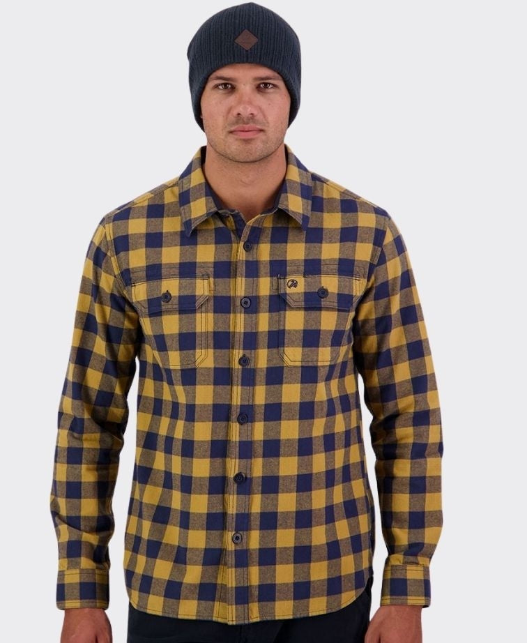 Swanndri Taranaki Tailor Shirt - Cashew/Navy