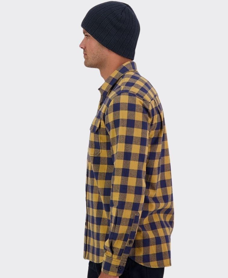 Swanndri Taranaki Tailor Shirt - Cashew/Navy
