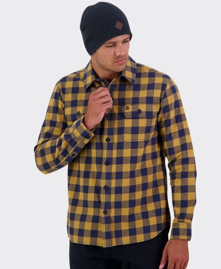 Swanndri Taranaki Tailor Shirt - Cashew/Navy