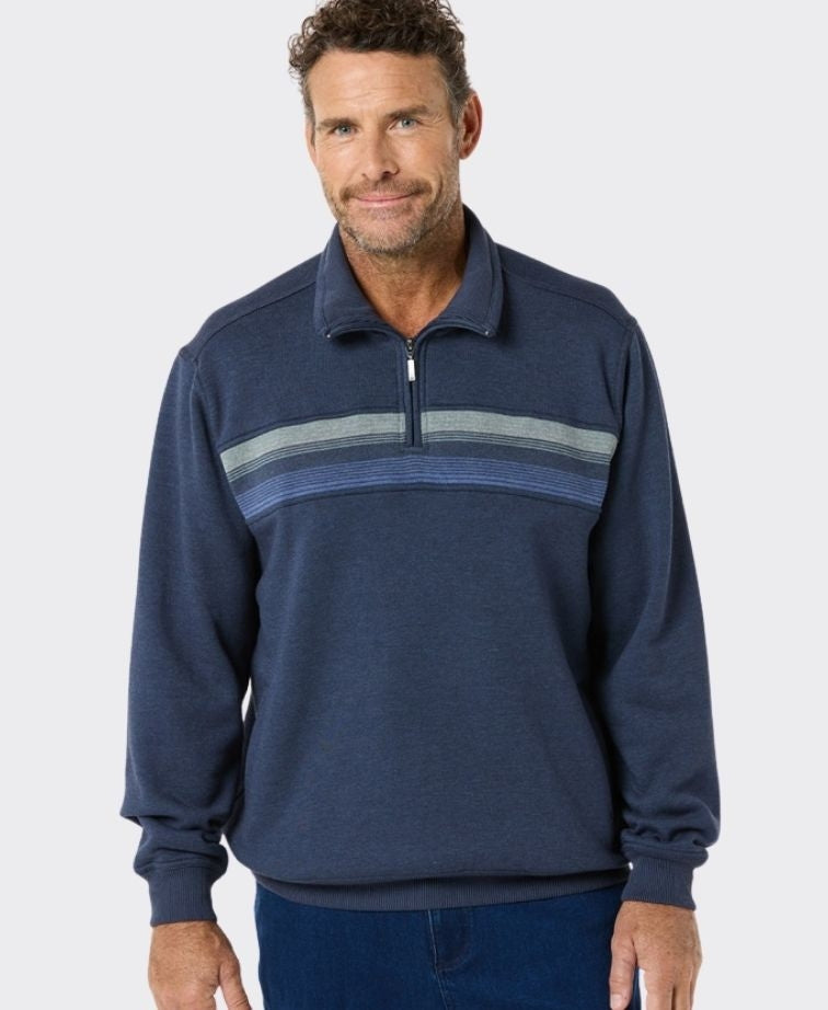 Breakaway Karl Snowy Mt Fleece Half Zip - Denim Marle