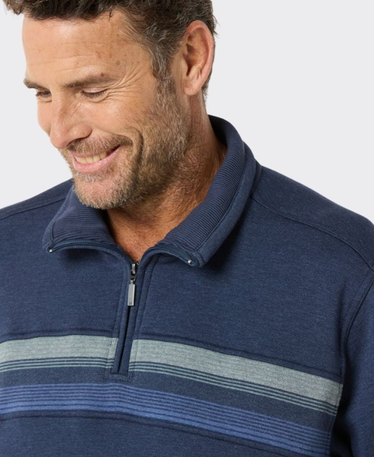 Breakaway Karl Snowy Mt Fleece Half Zip - Denim Marle