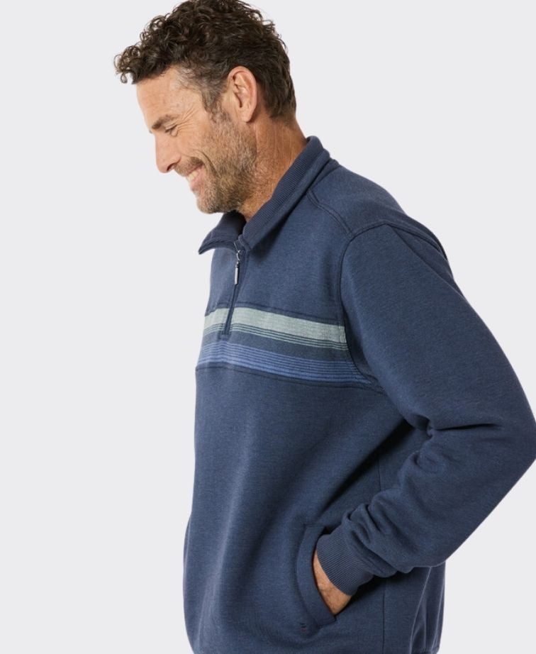 Breakaway Karl Snowy Mt Fleece Half Zip - Denim Marle