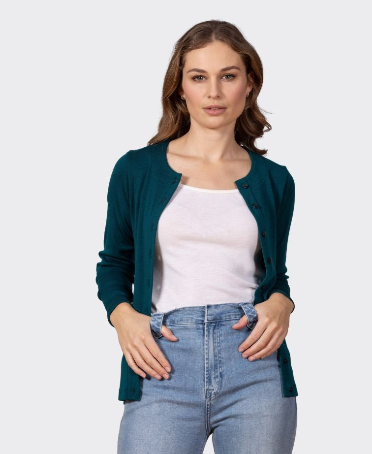 Bay Road Merino Womens Legend Cardy - Dragonfly