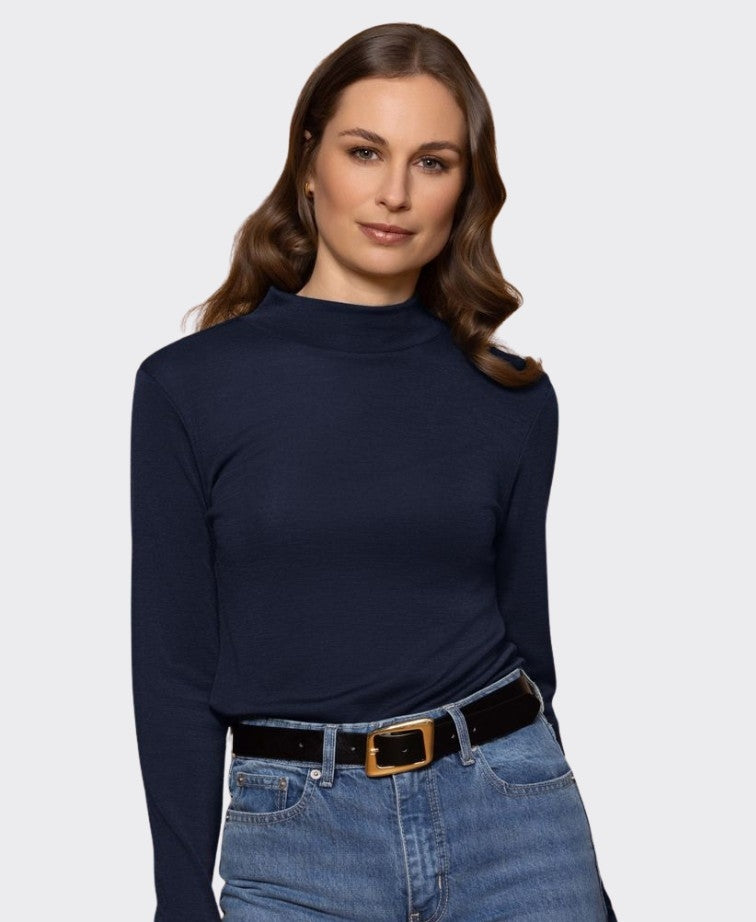 Bay Road Merino Womens Turtle Neck - Navy