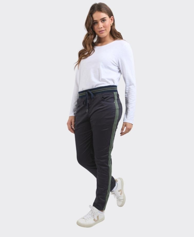 Elm Pant Margo Jogger Side Stripe - Navy/Khaki