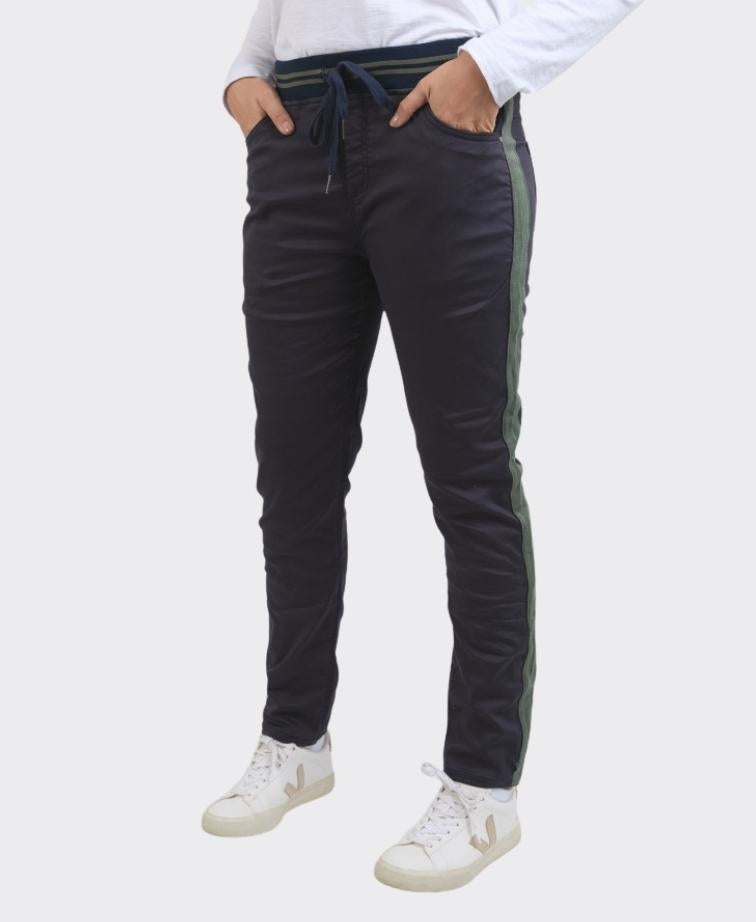 Elm Pant Margo Jogger Side Stripe - Navy/Khaki