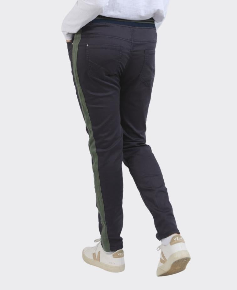 Elm Pant Margo Jogger Side Stripe - Navy/Khaki