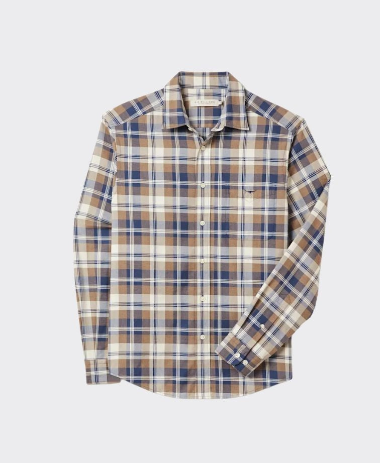 RMW Classic Brushed Check Shirt - Brown/Nvy/White
