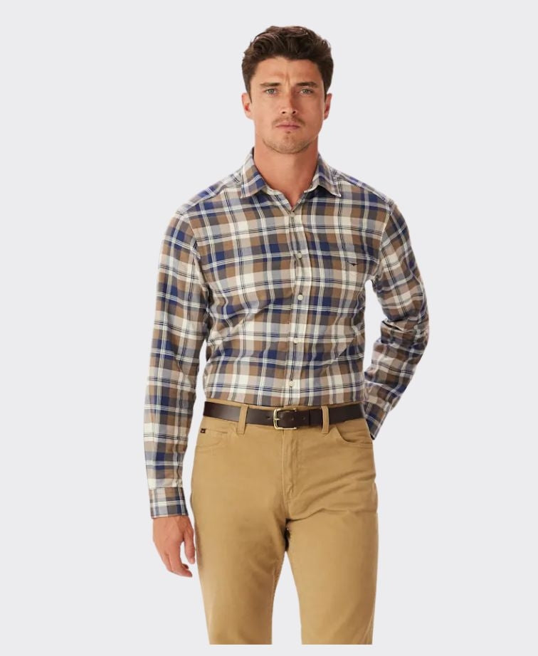 RMW Classic Brushed Check Shirt - Brown/Nvy/White