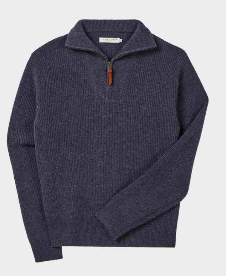 RMW Linton 1/4 Zip Lambswool Knit - Blue Marle