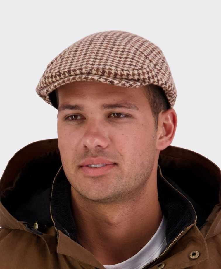 Swanndri Bristol Flat Cap - Coffee H/stooth
