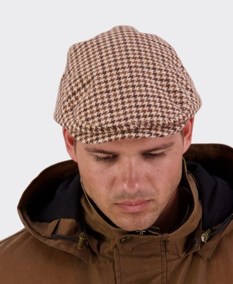 Swanndri Bristol Flat Cap - Coffee H/stooth