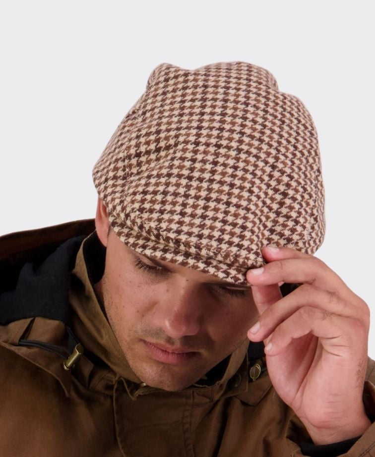 Swanndri Bristol Flat Cap - Coffee H/stooth
