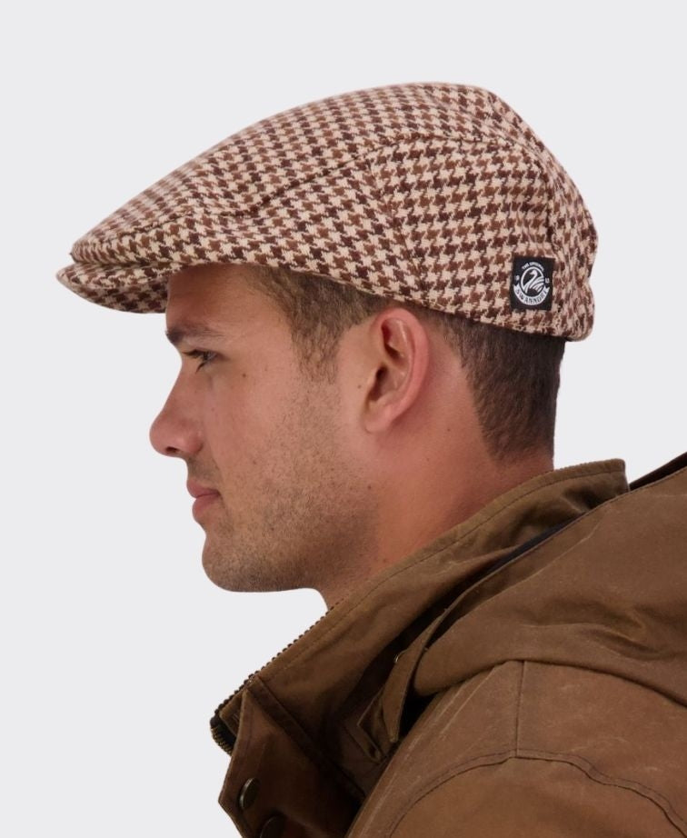 Swanndri Bristol Flat Cap - Coffee H/stooth