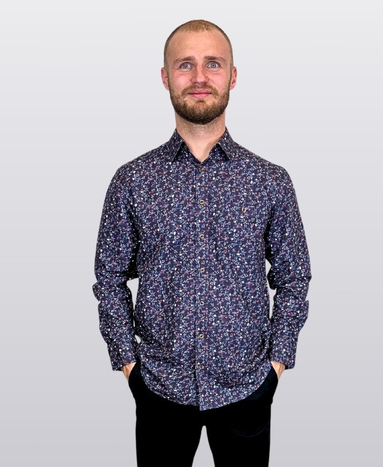 Portobello Road Shirt L/S Floral Print - Blue