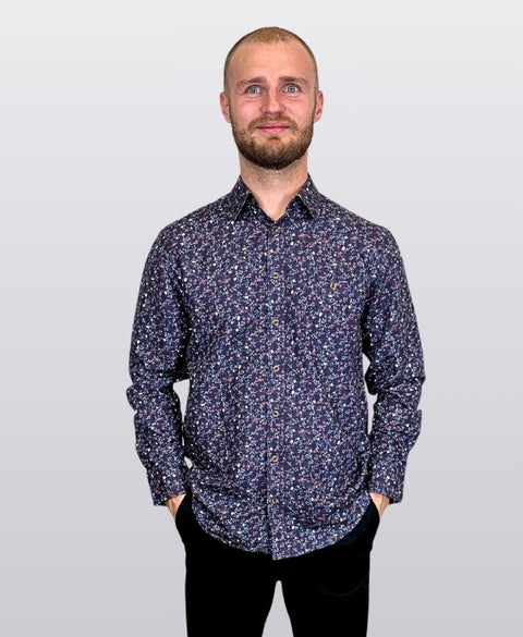 Portobello Road Shirt L/S Floral Print - Blue