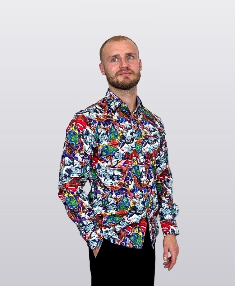 Berlin Shirt L/S World Satin Print - Multi