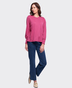 Foil Jersey Gather Back & Ruffle Merino - Berry