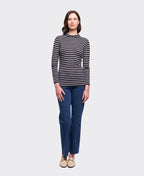 Foil Top Signature Turtle Neck - Navy Stripe