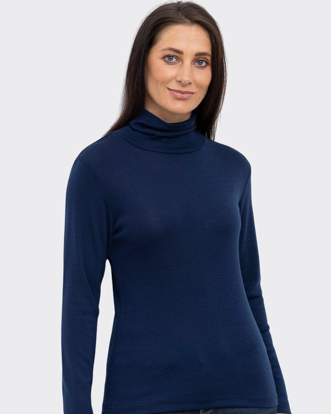 Bay Road Merino Womens Polo Neck - Navy