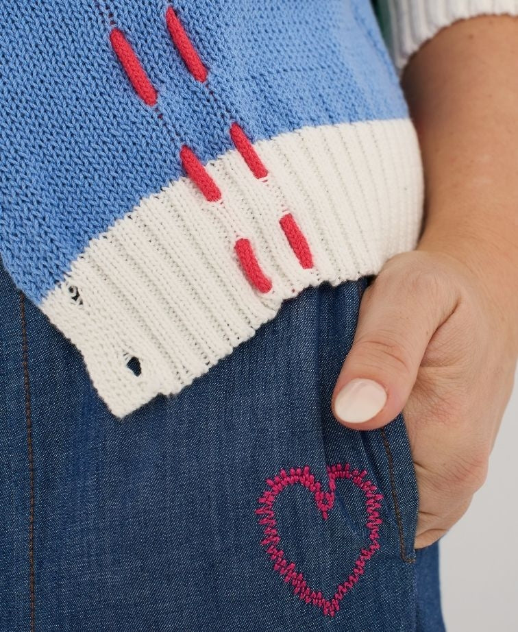 Zaket & Plover Cardi Thread Detail - Blue