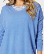 Threadz Knit Isabella With Stripe Cami 2in1 - Blue