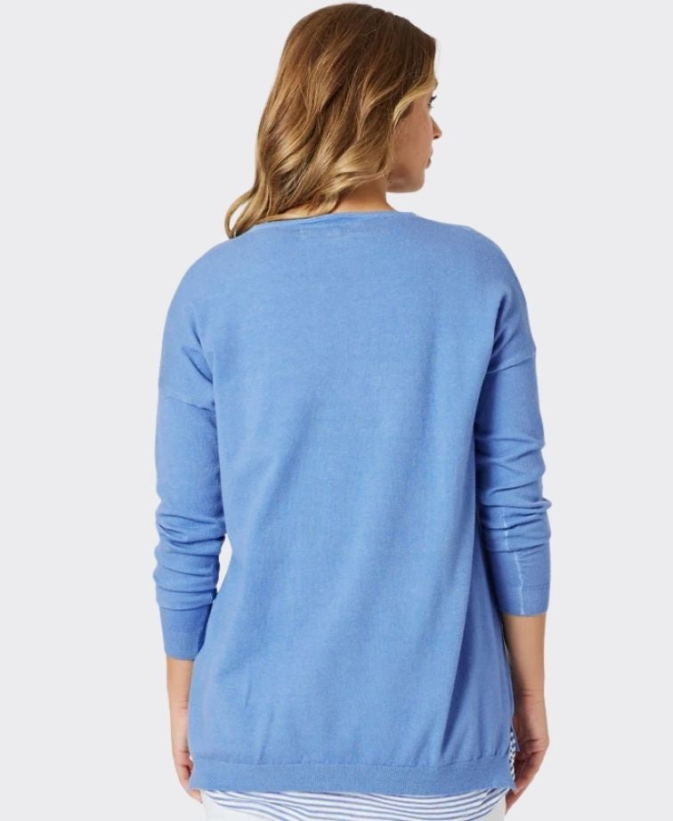 Threadz Knit Isabella With Stripe Cami 2in1 - Blue