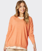 Threadz Knit Isabella With Stripe Cami 2in1 - Mango