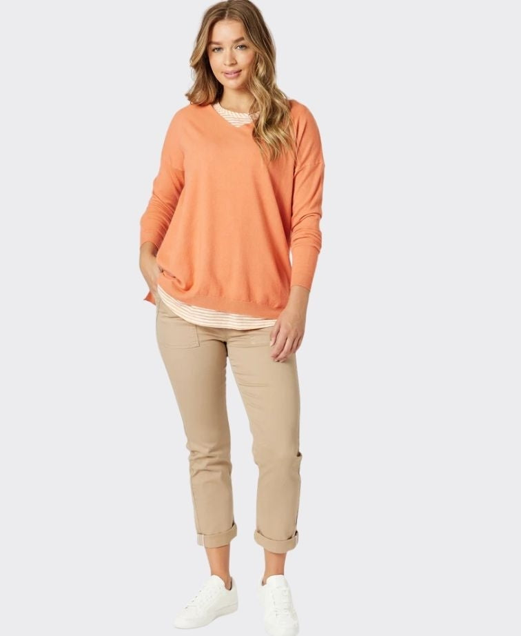 Threadz Knit Isabella With Stripe Cami 2in1 - Mango