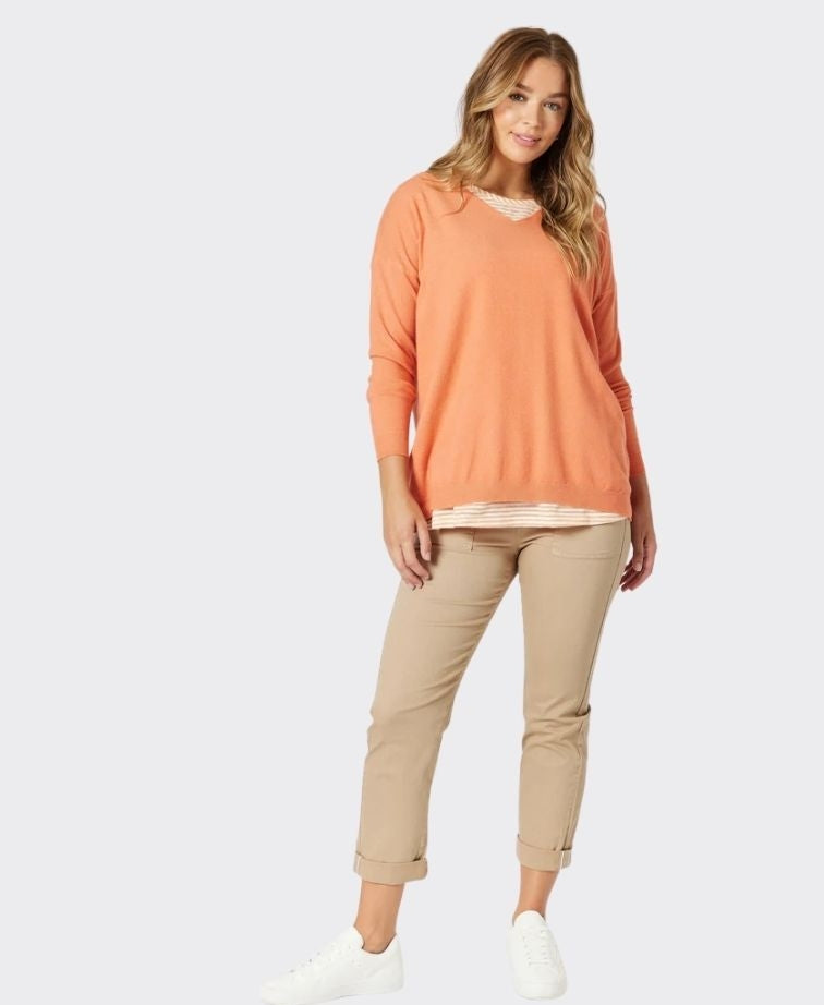 Threadz Knit Isabella With Stripe Cami 2in1 - Mango