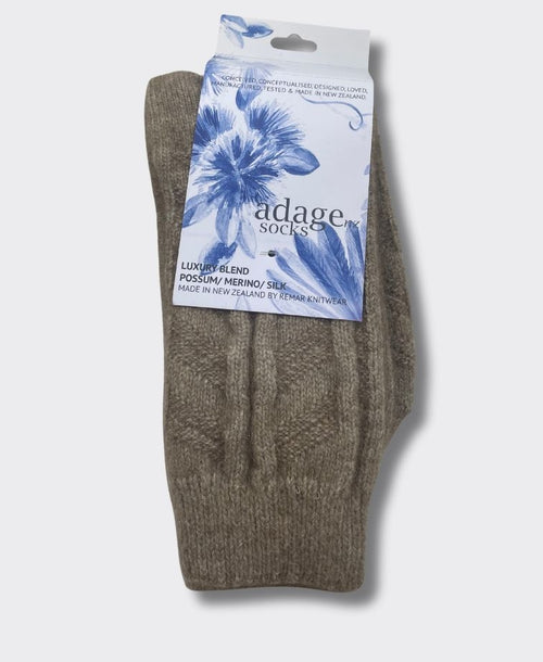 Adage Socks Possum Cozy Cable - Oatmeal