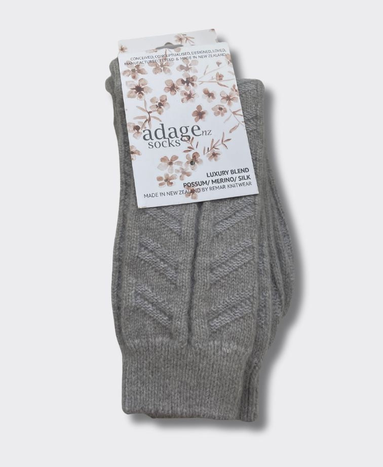 Adage Socks Possum Cozy Cable - Soft Grey