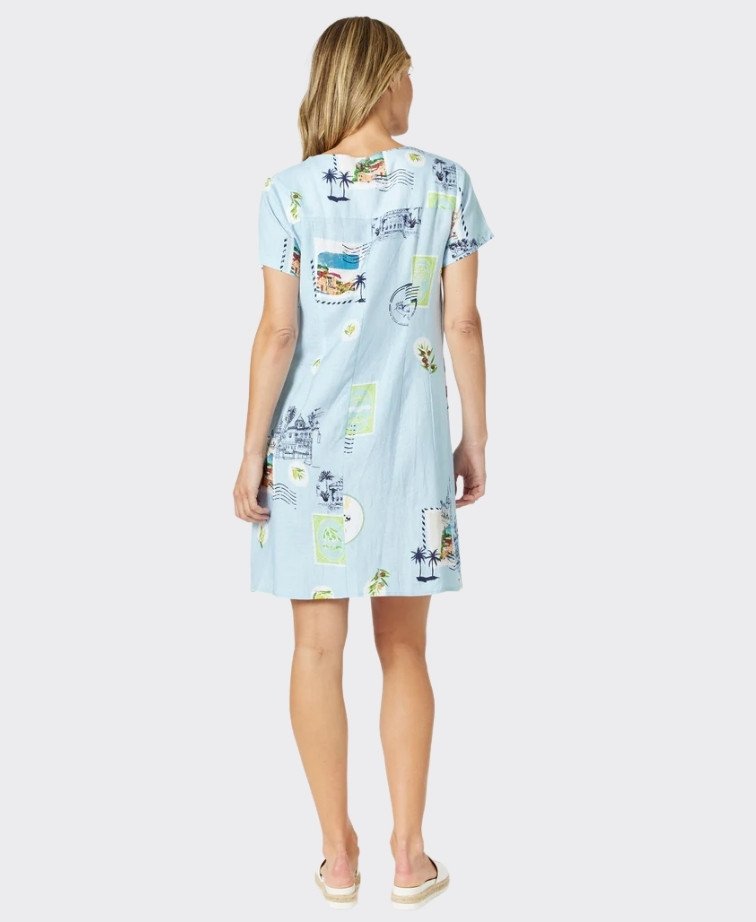 Gordon Smith Dress S/S Destination Shift - Pale Blue