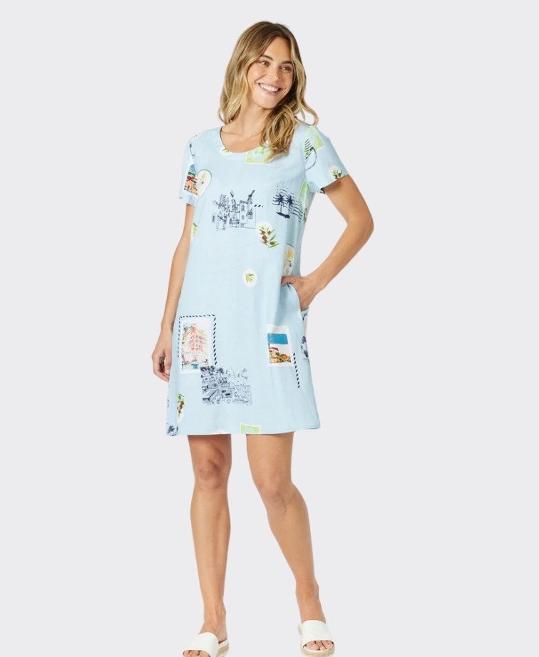 Gordon Smith Dress S/S Destination Shift - Pale Blue