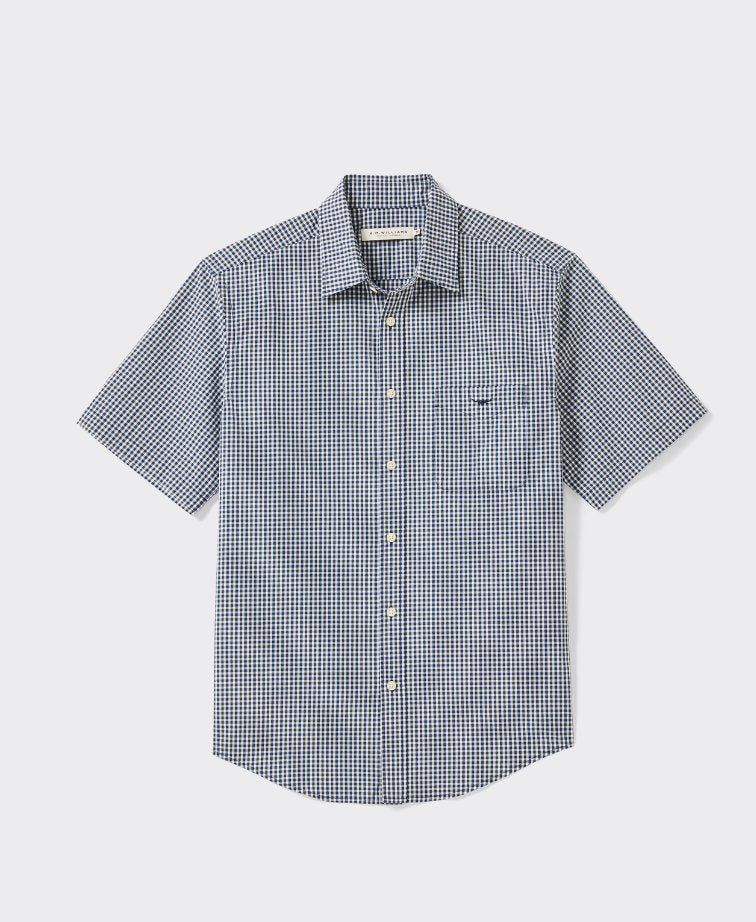 RMW Classic Poplin Check S/S Shirt - Navy Char