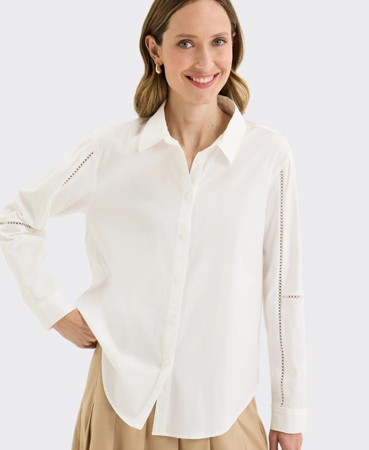 Yarra Trail Shirt Pedirika Ladder Lace - White
