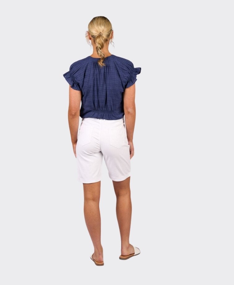 Vassalli Short Slim Leg Above Knee Denim - White Denim