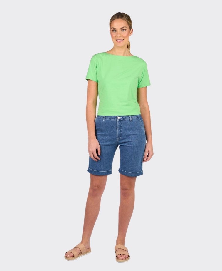 Vassalli Short Slim Leg Above Knee Denim - Blue Hue