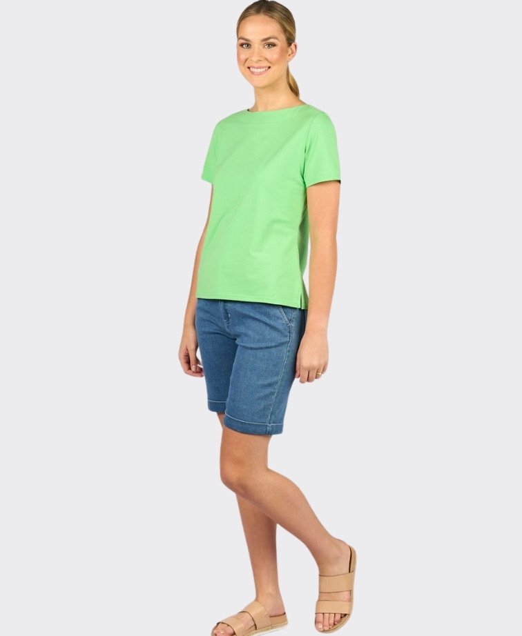 Vassalli Short Slim Leg Above Knee Denim - Blue Hue