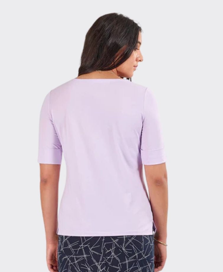 Vassalli Top Boat Neck 3/4 Sleeve - Lilac