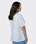 White On Black Top 1/2 Gather - White
