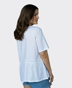 White On Black Top 1/2 Gather - White