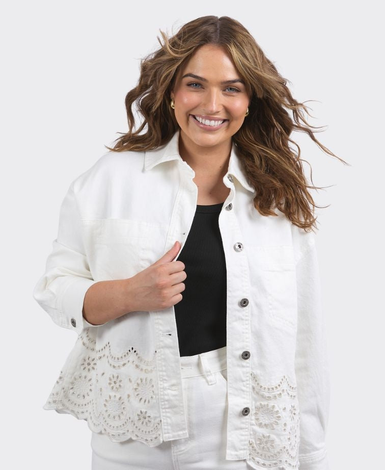 Elm Jacket Lace Denim - Vintage White