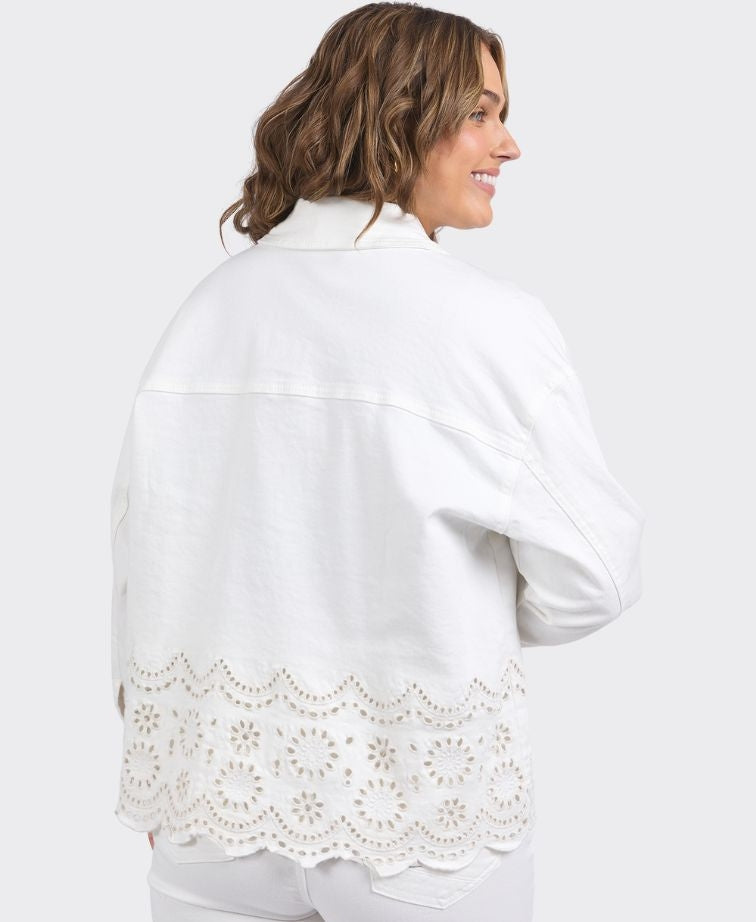 Elm Jacket Lace Denim - Vintage White