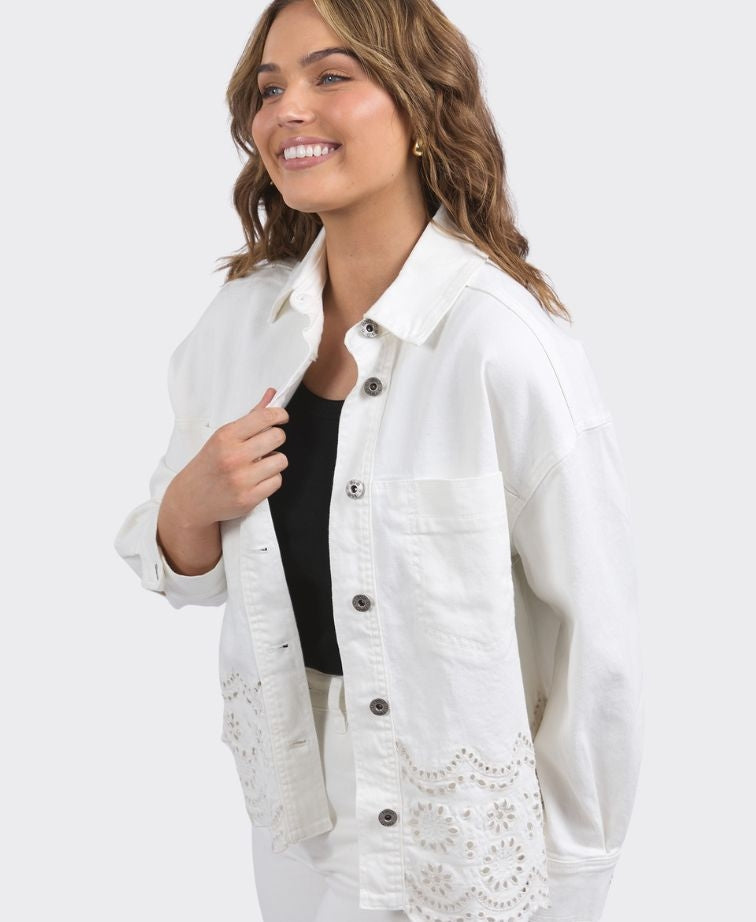 Elm Jacket Lace Denim - Vintage White