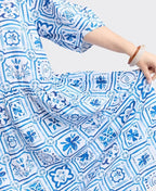 Elm Dress Dolce Tile Midi - Ocean Tile Prnt